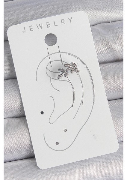 Bfs Pirinç Gümüş Renk Zirkon Taşlı Yaprak Model Kıkırdak Kadın Küpe fiyatları