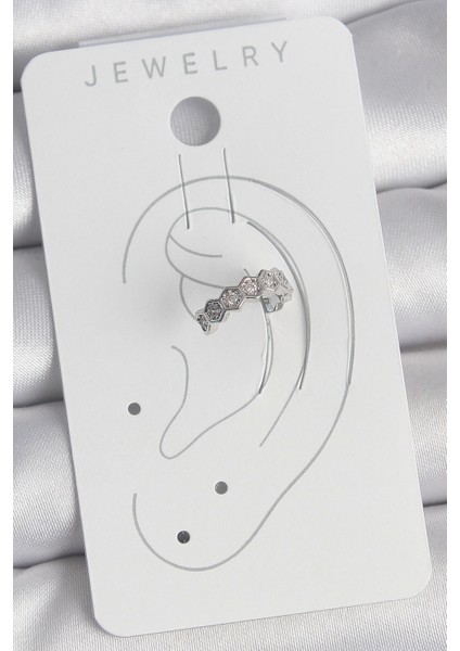 Bfs Pirinç Gümüş Renk Bal Peteği Model Zirkon Taşlı Kadın Kıkırdak Küpe fiyatları