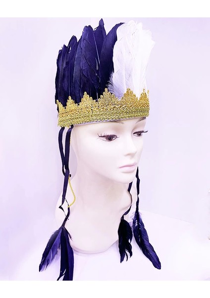 Bfs Siyah Beyaz Renk Tüylü Kızılderili Başlığı | Taraftar Başlığı