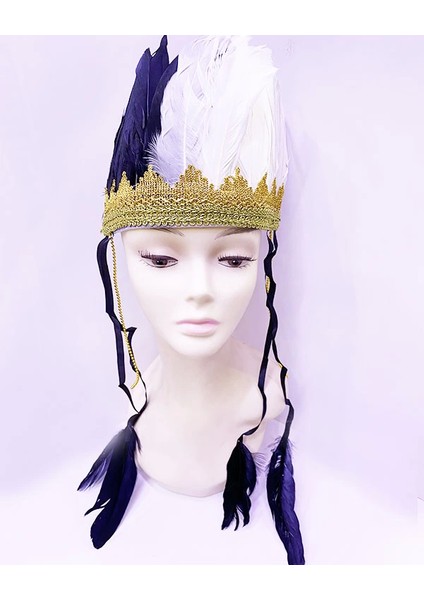 Bfs Siyah Beyaz Renk Tüylü Kızılderili Başlığı | Taraftar Başlığı fiyatları