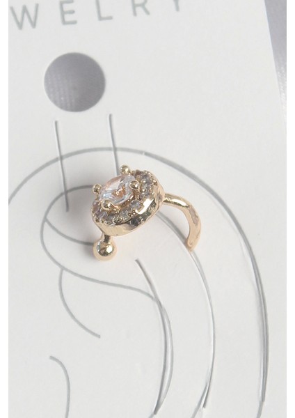 Bfs Pirinç Gold Renk Zirkon Taşlı Kadın Kıkırdak Küpe