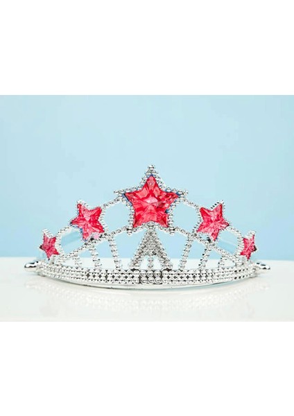 Bfs Kırmızı Yıldız Taşlı Plastik Kraliçe Prenses Elsa Tacı Çocuk Boy