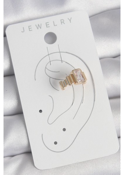 Bfs Pirinç Gold Renk Kare Zirkon Taşlı Kadın Kıkırdak Küpe fiyatları