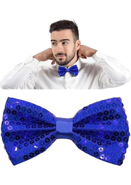 Bfs Gece Işıltısı Mavi Payetli Pullu Papyon 7x2 cm fırsatları