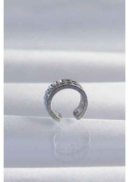 Bfs Pirinç Gümüş Renk Incili Baget Taşlı Earcuff Küpe fiyatları