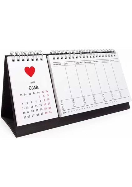 Kırmızı Kalpli Haftalık Planlama 2026 Takvim