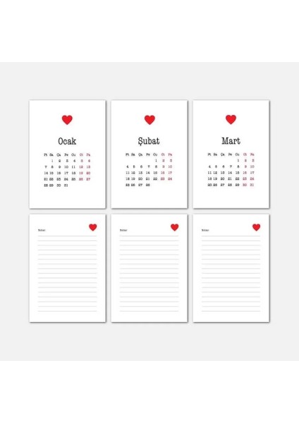 Kırmızı Kalpli Haftalık Planlama 2026 Takvim fiyatları