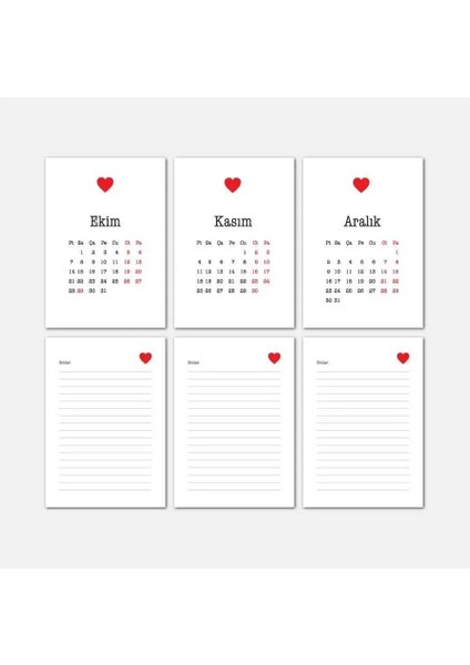 Kırmızı Kalpli Haftalık Planlama 2026 Takvim indirimleri