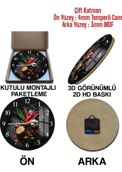 Mutfak Dekorasyonunuza Şıklık Veişlevsellik Katın! 3D Görünümlü Temperli Cam Saat – 33 cm CSDW148 indirimleri