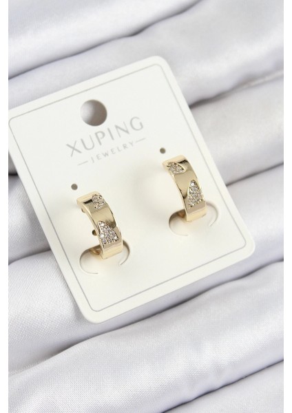 Bfs Xuping Zirkon Taşlı Desenli Halka Model Gold Renk Kadın Küpe