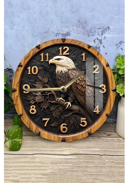 Kartal Detaylı Tasarım 3D Görünümlü Temperli Cam Saat – 33 cm CSDW024 modelleri
