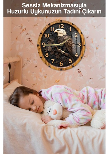 Kartal Detaylı Tasarım 3D Görünümlü Temperli Cam Saat – 33 cm CSDW024 fırsatları