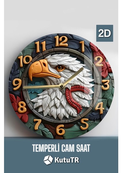 Kartal Gibi Göz Açtırmayan Tasarım! 3D Görünümlü Temperli Cam Saat – 33 cm CSDW013 fiyatları