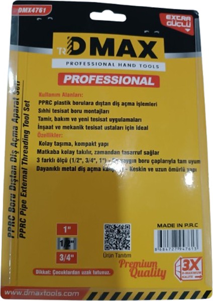 Plastik Boru Diş Açma Paftası - DMX4761 - 1'' - 1/2'' - 3/4'' fiyatları