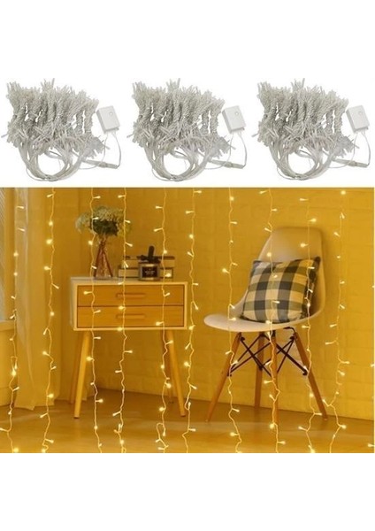 Bfs 8 Fonksiyonlu 200 LED 10 Saçak Şerit LED 2x2 Perde Ip LED (Gün Işığı)