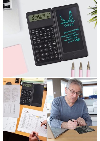 Bfs Silinebilir LCD Yazı Tabletli,kalemli Katlanabilir Bilimsel Hesap Makinesi