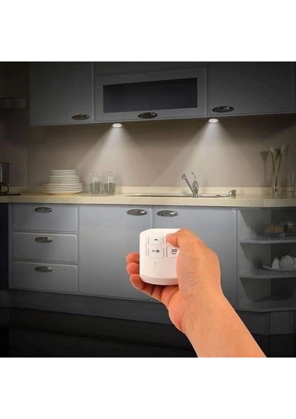 Bfs 3lü Uzaktan Kumandalı Pilli Yapışkanlı Kablosuz LED Spot Lambalar indirimleri