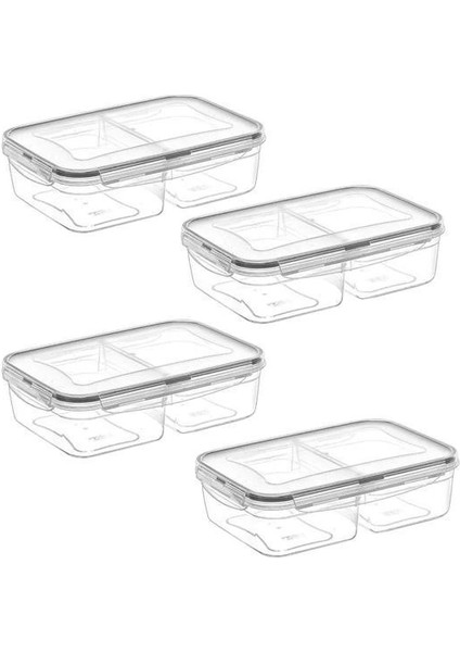 Bfs 2 Bölmeli 1+1 Litre Kilitli Kapaklı Erzak Saklama Kabı LC-525