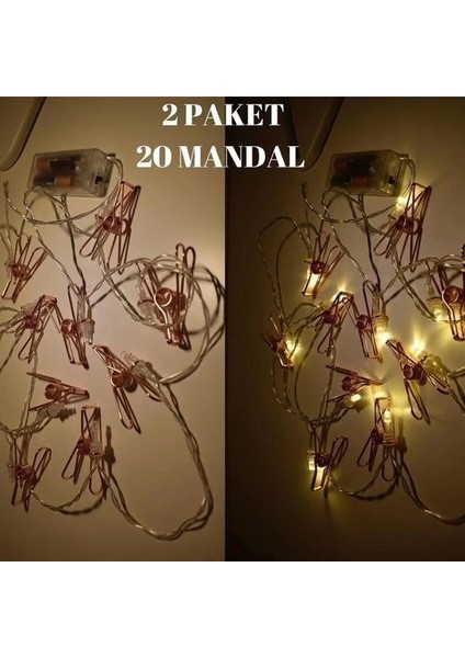 Bfs Bakır Renkli LED Işıklı Fotoğraf Asma Işık Süsleme Mandalları fırsatları