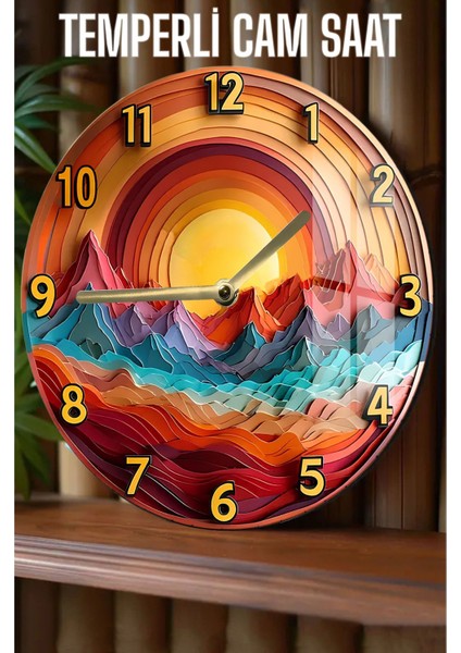 Kmodern ve Şık Dekor! 3D Görünümlü Temperli Cam Saat – 33 cm CSDW295