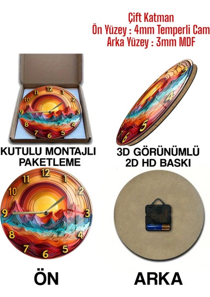 Kmodern ve Şık Dekor! 3D Görünümlü Temperli Cam Saat – 33 cm CSDW295 indirimleri