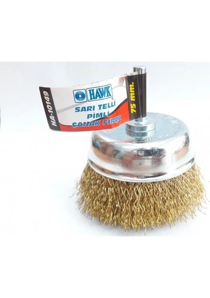 Hawk HA10149 Pimli Sarı Tel Çanak Fırça 75 mm