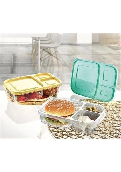 Bfs 3 Bölmeli Sefer Tası Pratik Kolay Gıda Diyet Saklama Erzak Kabı
