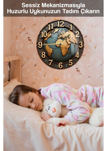 Dünya Haritası Tasarımlı 3D Görünümlü Temperli Cam Saat – 33 cm CSDW120 fırsatları