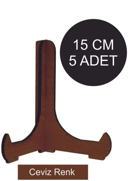 5 Adet Ceviz Ahşap Çerçeve Tabak Teşhir Ayağı Standı Sergi Ayak