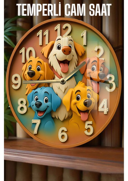 Evinize Sevimlilik Katacak Tasarım 3D Görünümlü Temperli Cam Saat – 33 cm CSDW160