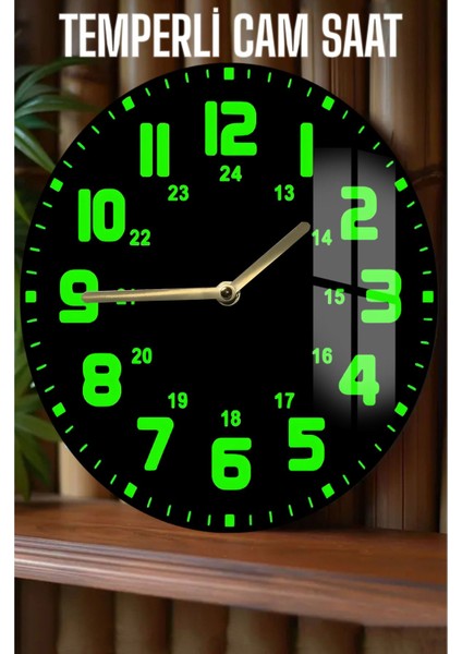 Gece ve Gündüz Şıklığı Bir Arada! 3D Görünümlü Temperli Cam Saat – 33 cm CSDW185