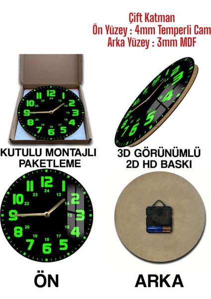 Gece ve Gündüz Şıklığı Bir Arada! 3D Görünümlü Temperli Cam Saat – 33 cm CSDW185 indirimleri