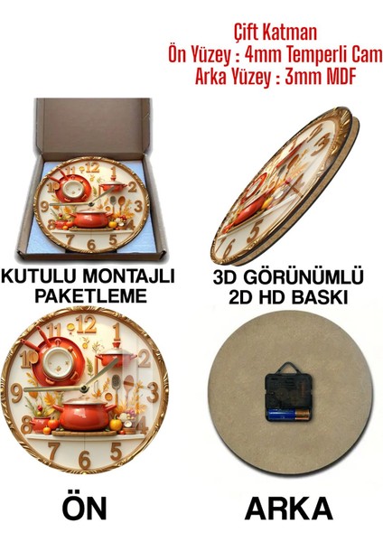 Şıklık & Dayanıklılık Bir Arada! 3D Görünümlü Temperli Cam Saat – 33 cm CSDW352 fırsatları