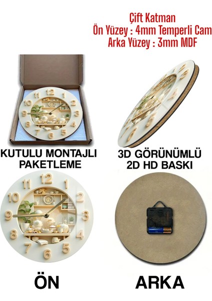 Şıklığın Zamanla Buluştuğu Nokta 3D Görünümlü Temperli Cam Saat – 33 cm CSDW332 fırsatları
