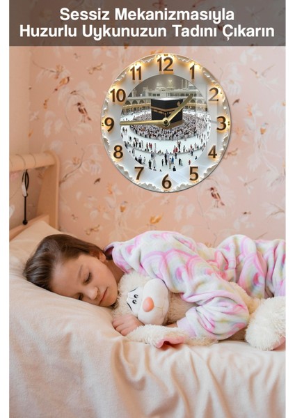 Kabe'nin Huzurunu Evinize Taşıyan 3D Görünümlü Temperli Cam Saat – 33 cm CSDW092 fırsatları