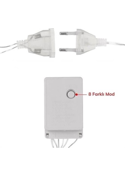 Bfs 8 Fonksiyonlu 16 Saçaklı Perde LED 3 x 1 (Günışığı)