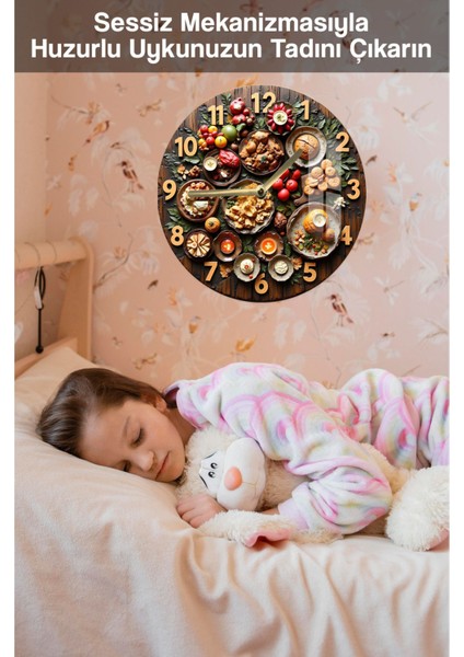 Gurme Sofra Temalı Tasarım 3D Görünümlü Temperli Cam Saat – 33 cm CSDW133 fırsatları