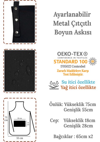 Kumaş Mutfak Önlüğü Seti 2'li Leke Tutmaz Su Itici %65 Pamuk %35 Polyester Kadın - Erkek Chef Şef Önlük modelleri