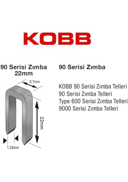 Kobb KBZ9022 22 mm 2500 Adet U Zımba Teli modelleri