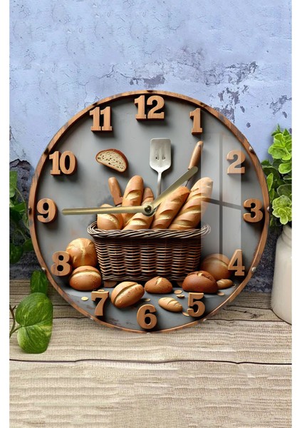 Ekmek Temalı Temperli Cam Duvar Saati – 33X33 cm CSDW347 fiyatları