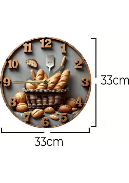 Ekmek Temalı Temperli Cam Duvar Saati – 33X33 cm CSDW347 indirimleri