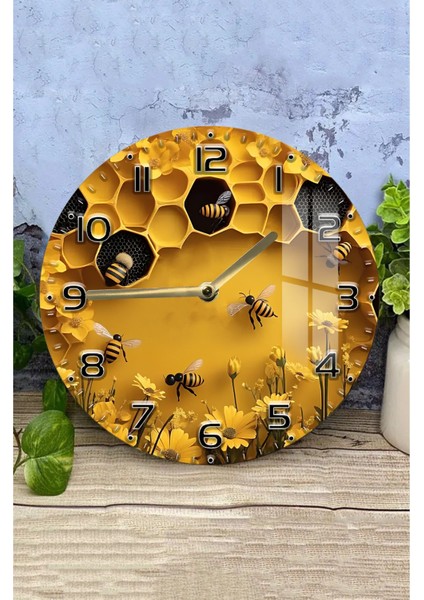 Doğadan Ilham Alan Şık Tasarım 3D Görünümlü Temperli Cam Saat – 33 cm CSDW346 fiyatları