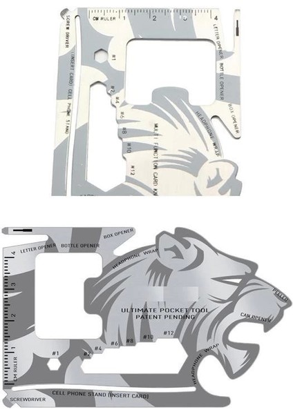 Bfs 18 Fonksiyonlu Cüzdan Içi Aslan Tasarımlı Kart Acil Durum Kiti