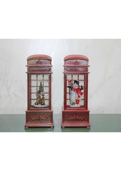 Bfs Telefon Kulübesi Tasarımı Yılbaşı Temalı Işıklı Müzikli Kar Küresi ALK3209