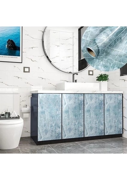 Bfs Mermer Desenli Masa Tezgah Mutfak Su Geçirmez Yapışkanlı Folyo Sticker Mavi 5x0,6m modelleri