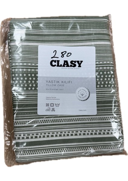 Ranforce %100 Pamuk 2 Adet Yastık Kılıfı Çizgili Desen Yeşil fiyatları