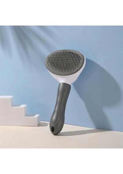 Bfs Kedi Köpek Tüy Toplayıcı Kendini Temizleyebilen Ergonomik Rahat Evcil Hayvan Tarağı Gri