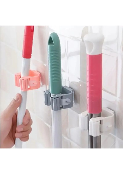 4 Adet Duvara Monte Paspas ve Süpürge Askısı, Banyo Için, Beyaz, Pratik ve Şık Düzenleyici