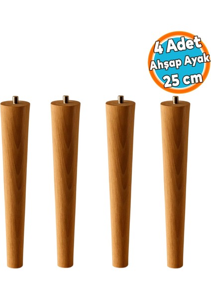 4 Adet Sehpa Masa Ayağı Ham Doğal Ahşap Kahverengi Boyalı Mobilya Kanepe Modern Bohem Ayakları 25 cm