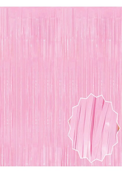 Bfs Soft Pembe Püsküllü Kapı Perdesi - Parti, Baby Shower, Cinsiyet Partisi 1x2 M